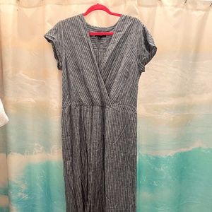Practically new,  Calvin Klein maxi dress,  mock wrap blue/white striped.